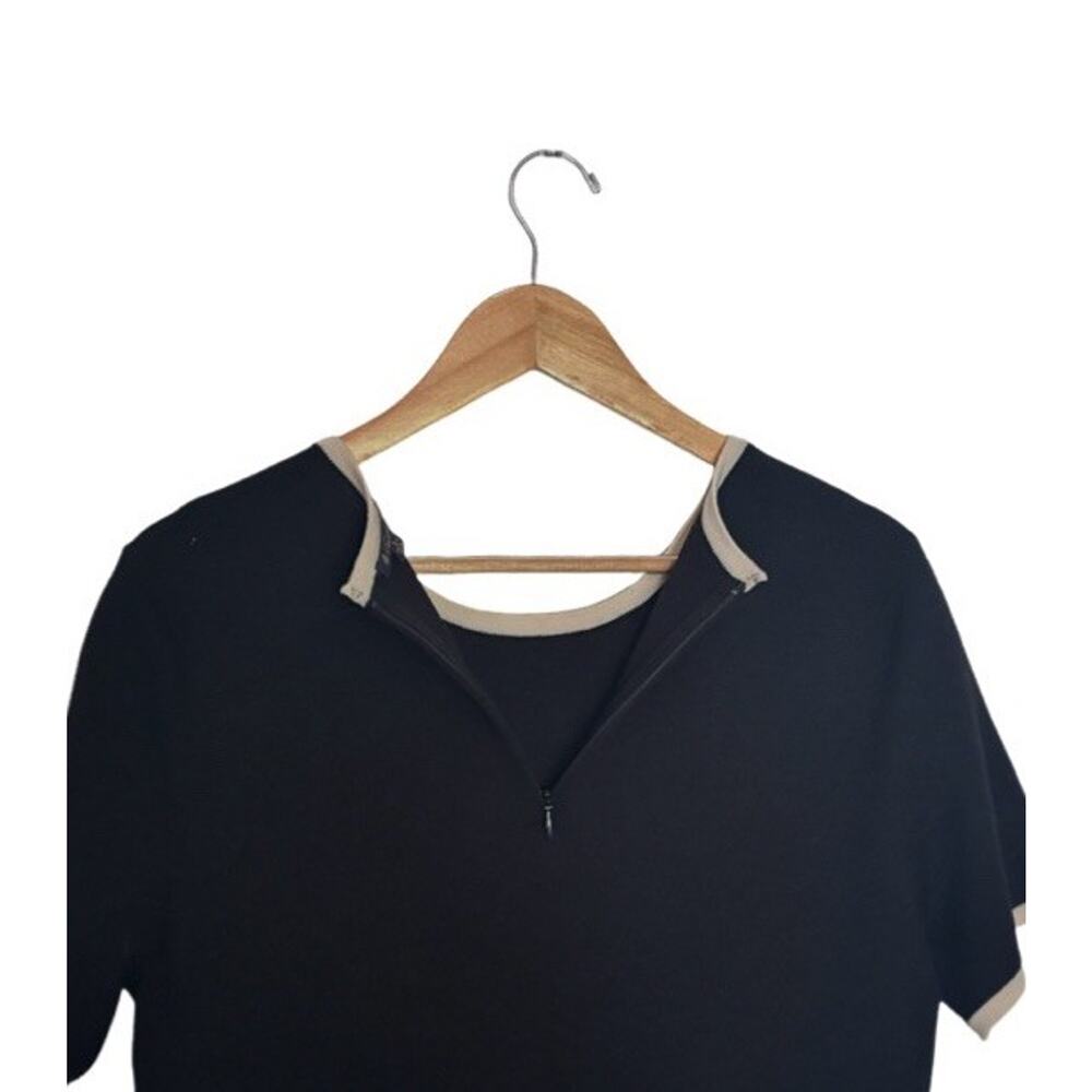 Brooks Brothers Wool Dress Merino Black Knit Colorblock Size Large Office FLAWED - Picture 6 of 10